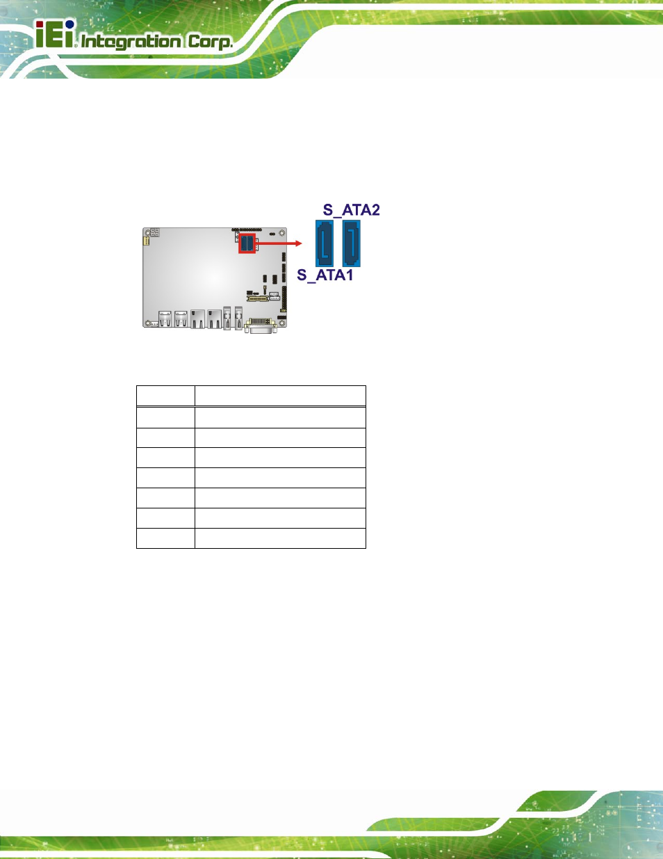 15 sata power connectors, Figure 3-16: sata drive connector locations, Table 3-17: sata drive connector pinouts | IEI Integration NANO-QM770 User Manual | Page 45 / 190