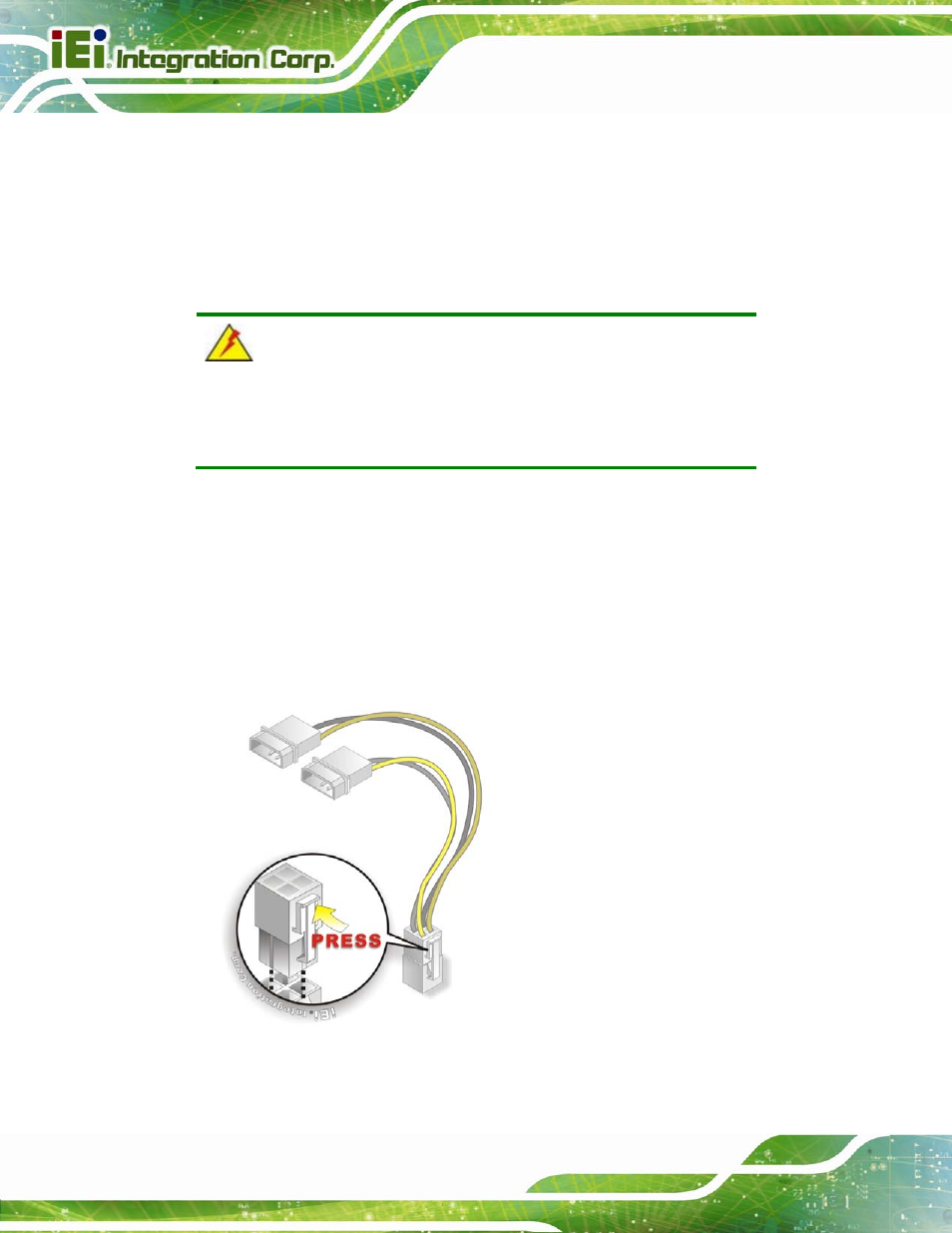 7 internal peripheral device connections, 1 at power connection, Nternal | Eripheral, Evice, Onnections, Figure 4-10: power cable to motherboard connection | IEI Integration NANO-QM770 User Manual | Page 67 / 190