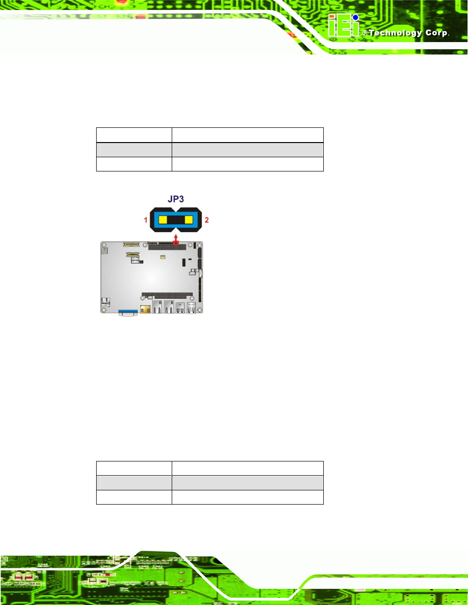 2 clear cmos jumper, Figure 4-2: at/atx power selection jumper location, Table 4-2: at/atx power selection jumper settings | Table 4-3: clear cmos jumper settings | IEI Integration NANO-CV-D25501_N26001 User Manual | Page 64 / 194