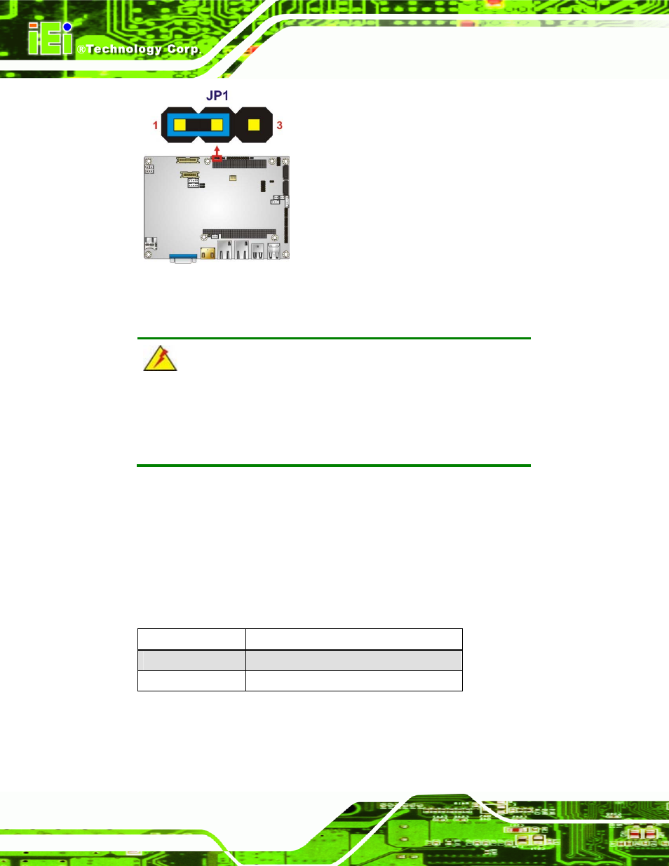 3 lvds1 voltage selection, Figure 4-3: clear cmos jumper location, Table 4-4: lvds1 voltage selection jumper settings | See figure 4-3 | IEI Integration NANO-CV-D25501_N26001 User Manual | Page 65 / 194