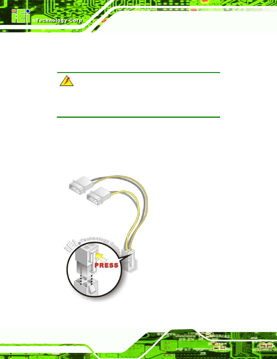 1 at/atx power connection, Figure 4-9: power cable to motherboard connection | IEI Integration NANO-CV-D25501_N26001 User Manual | Page 71 / 194
