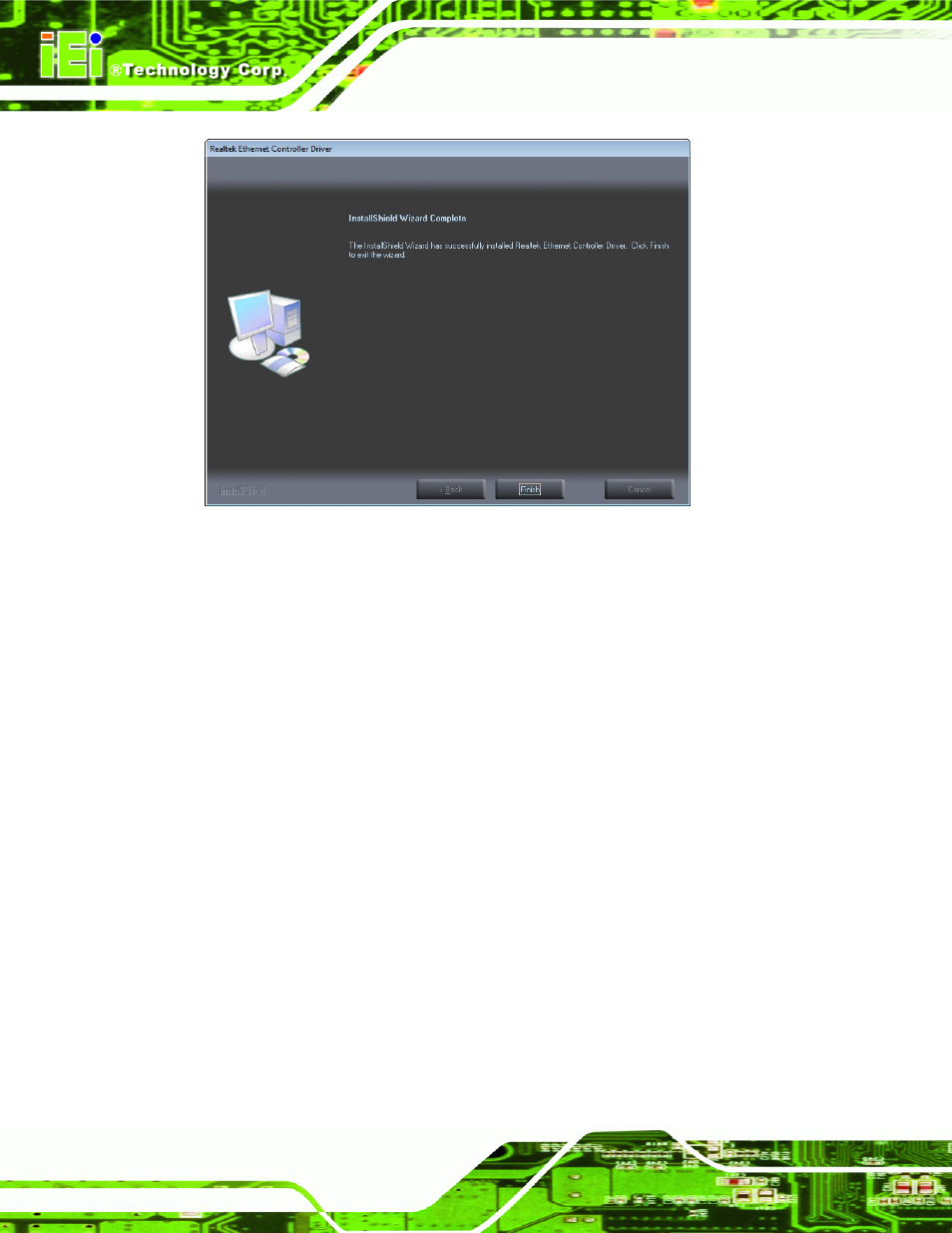 6 audio driver installation, Udio, River | Nstallation, Figure 6-16: lan driver installation complete | IEI Integration NANO-CV-D25502_N26002 User Manual | Page 111 / 173