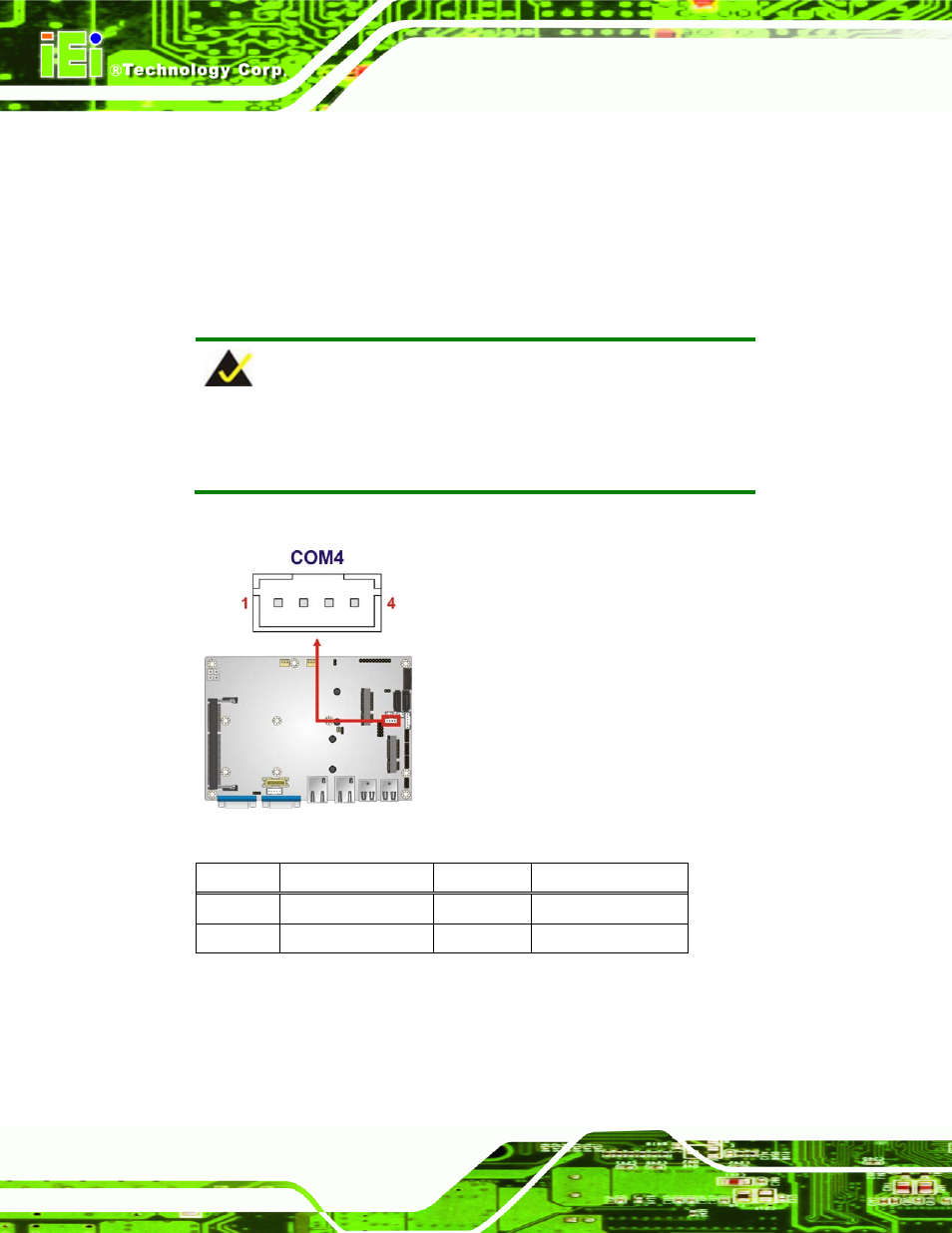 13 rs-422/485 serial port connector, Figure 3-14: rs-422/485 connector location, Table 3-15: rs-422/485 connector pinouts | IEI Integration NANO-CV-D25502_N26002 User Manual | Page 41 / 173