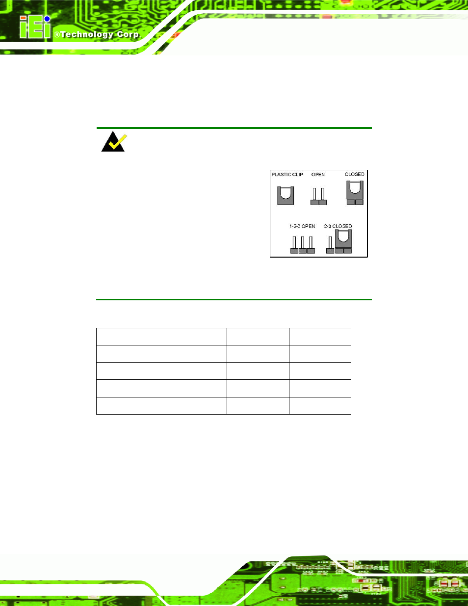 4 jumper settings, 1 at/atx power selection jumper, Umper | Ettings, Table 4-1: jumpers | IEI Integration NANO-CV-D25502_N26002 User Manual | Page 51 / 173