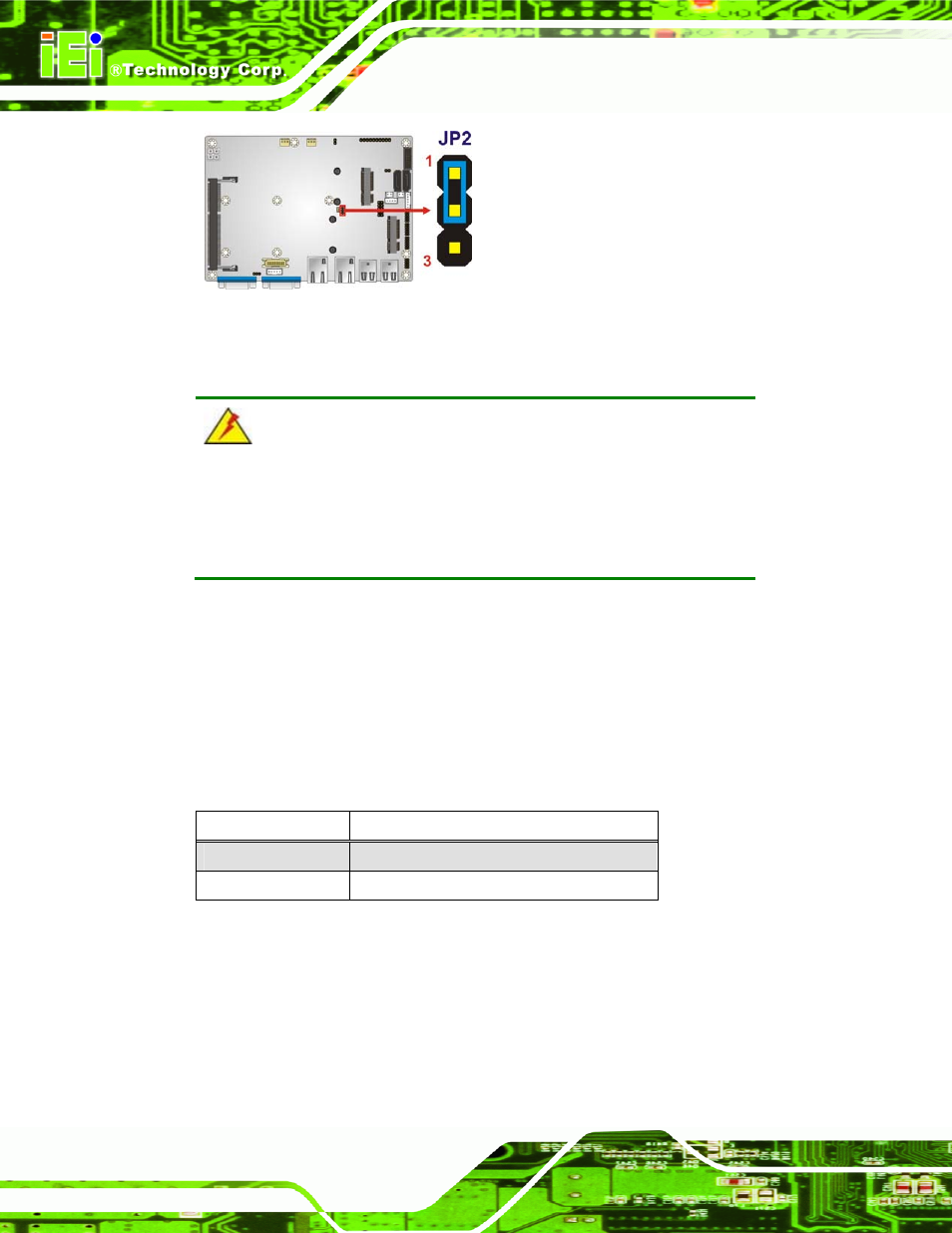 3 lvds1 voltage selection, Figure 4-3: clear cmos jumper location, Table 4-4: lvds1 voltage selection jumper settings | IEI Integration NANO-CV-D25502_N26002 User Manual | Page 53 / 173