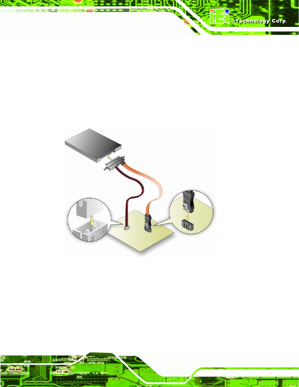5 sata drive connection, Figure 4-12: sata drive cable connection | IEI Integration NANO-CV-D25502_N26002 User Manual | Page 62 / 173