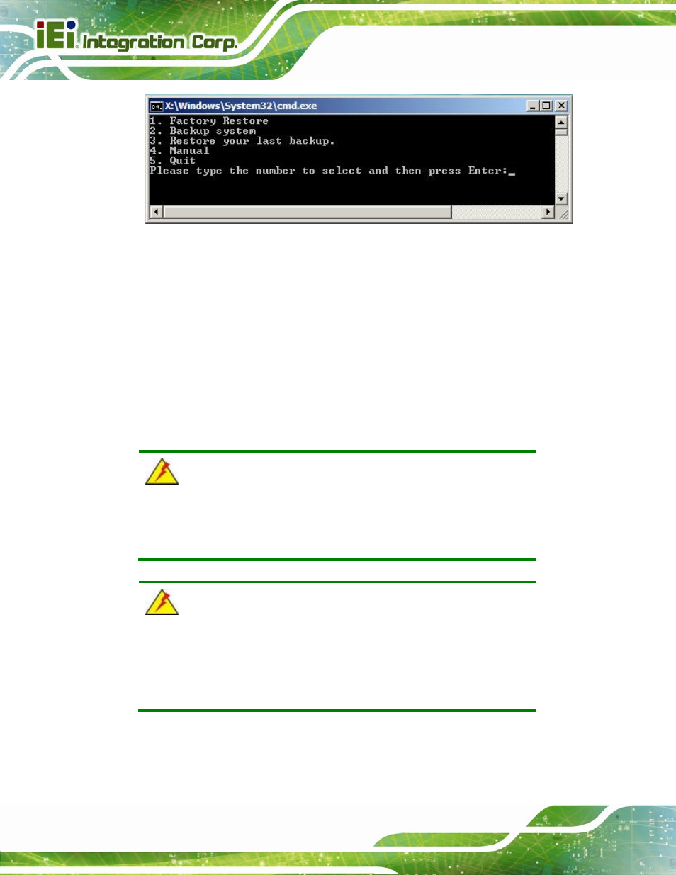 Figure b-35: recovery tool main menu | IEI Integration NANO-QM871 User Manual | Page 177 / 203