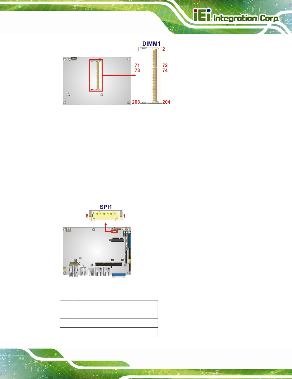 23 spi flash connector, Figure 3-23: so-dimm connector locations, Figure 3-24: spi flash connector location | IEI Integration NANO-QM871 User Manual | Page 54 / 203
