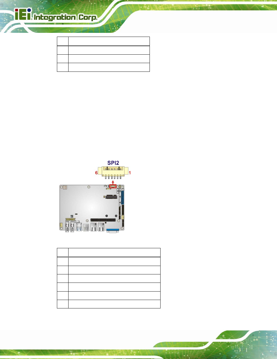 24 spi flash connector (ec), Figure 3-25: ec spi flash connector location, Table 3-25: spi flash connector pinouts | Table 3-26: ec spi flash connector pinouts | IEI Integration NANO-QM871 User Manual | Page 55 / 203
