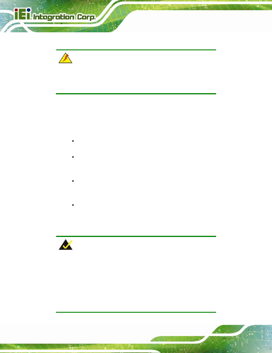 1 anti-static precautions, 2 installation considerations, Static | Recautions, Nstallation, Onsiderations | IEI Integration NANO-QM871 User Manual | Page 63 / 203