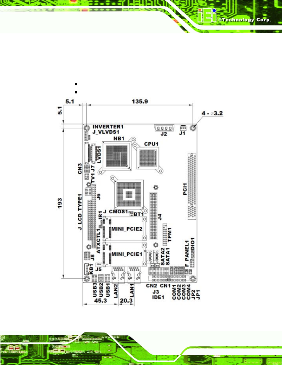 1 dimensions, 1 board dimensions | IEI Integration NOVA-945GSE v1.01 User Manual | Page 27 / 195