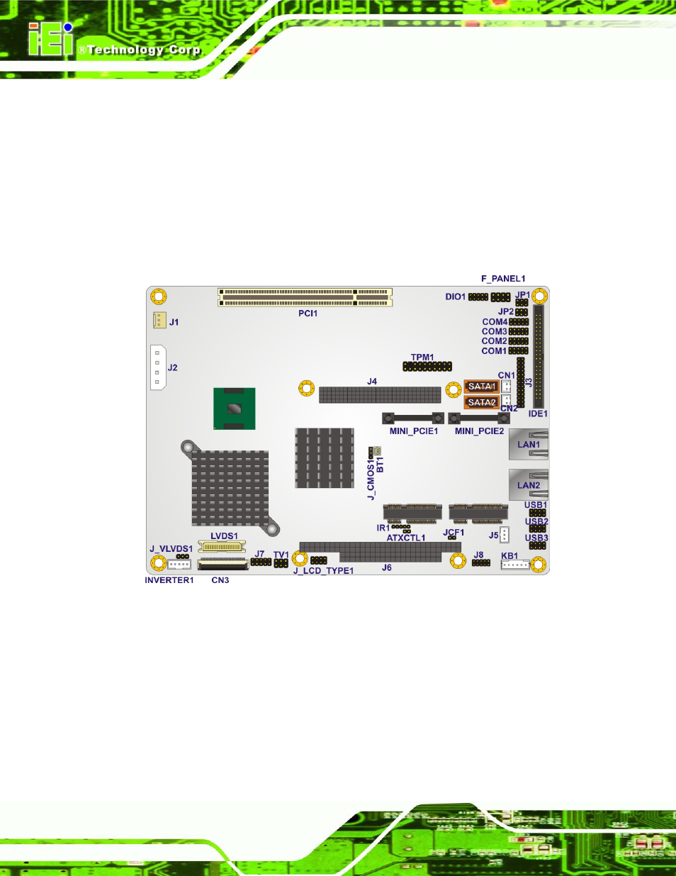 1 peripheral interface connectors, 1 nova-945gse layout | IEI Integration NOVA-945GSE v1.01 User Manual | Page 54 / 195