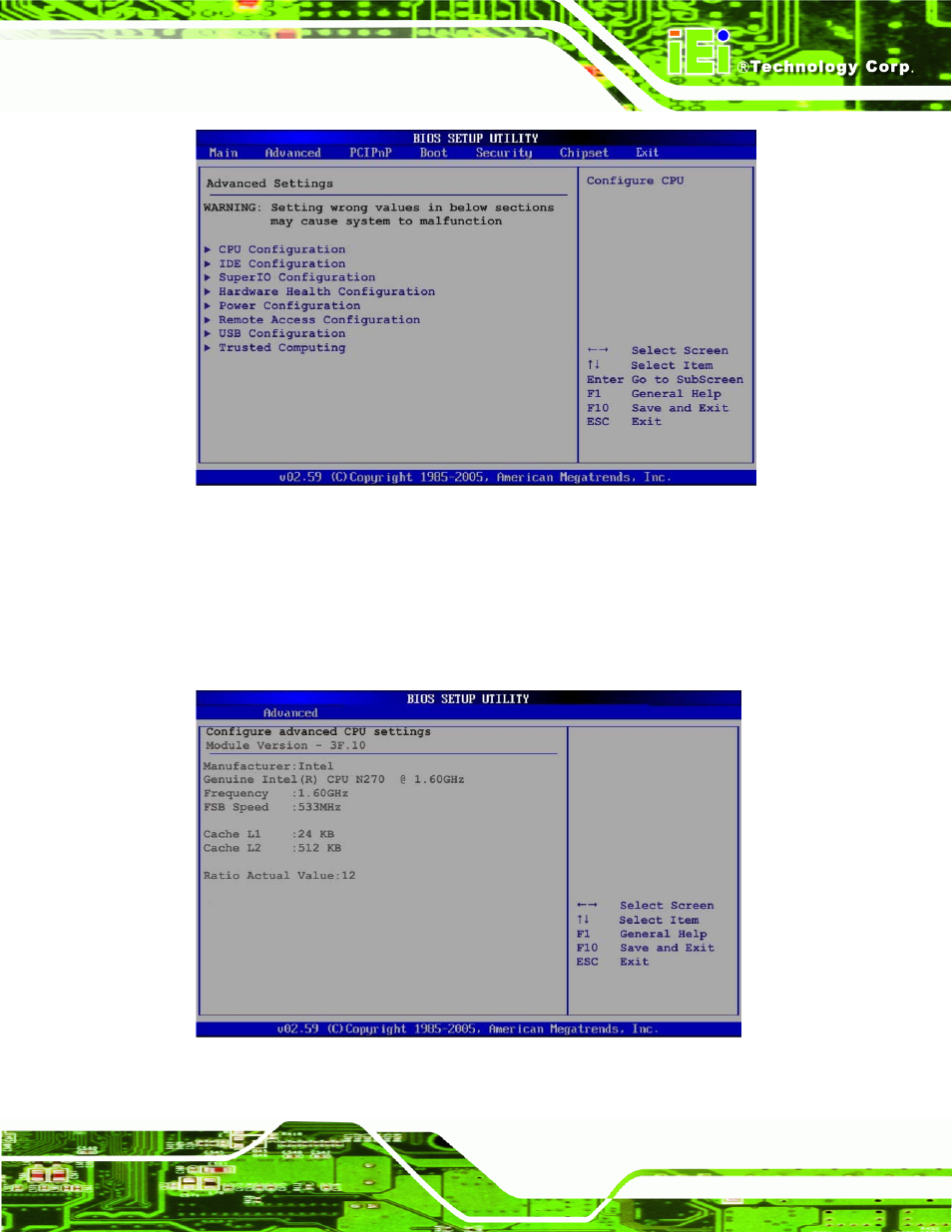 1 cpu configuration | IEI Integration NOVA-945GSE v2.01 User Manual | Page 89 / 172
