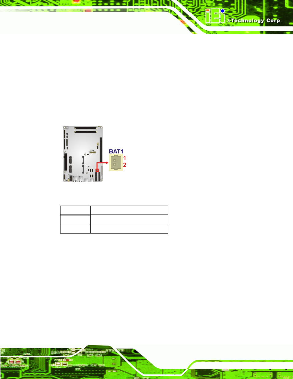 2 battery connector, 3 digital i/o connector, Figure 3-3: battery connector location | Table 3-4: battery connector pinouts | IEI Integration NOVA-HM551 v1.10 User Manual | Page 33 / 162