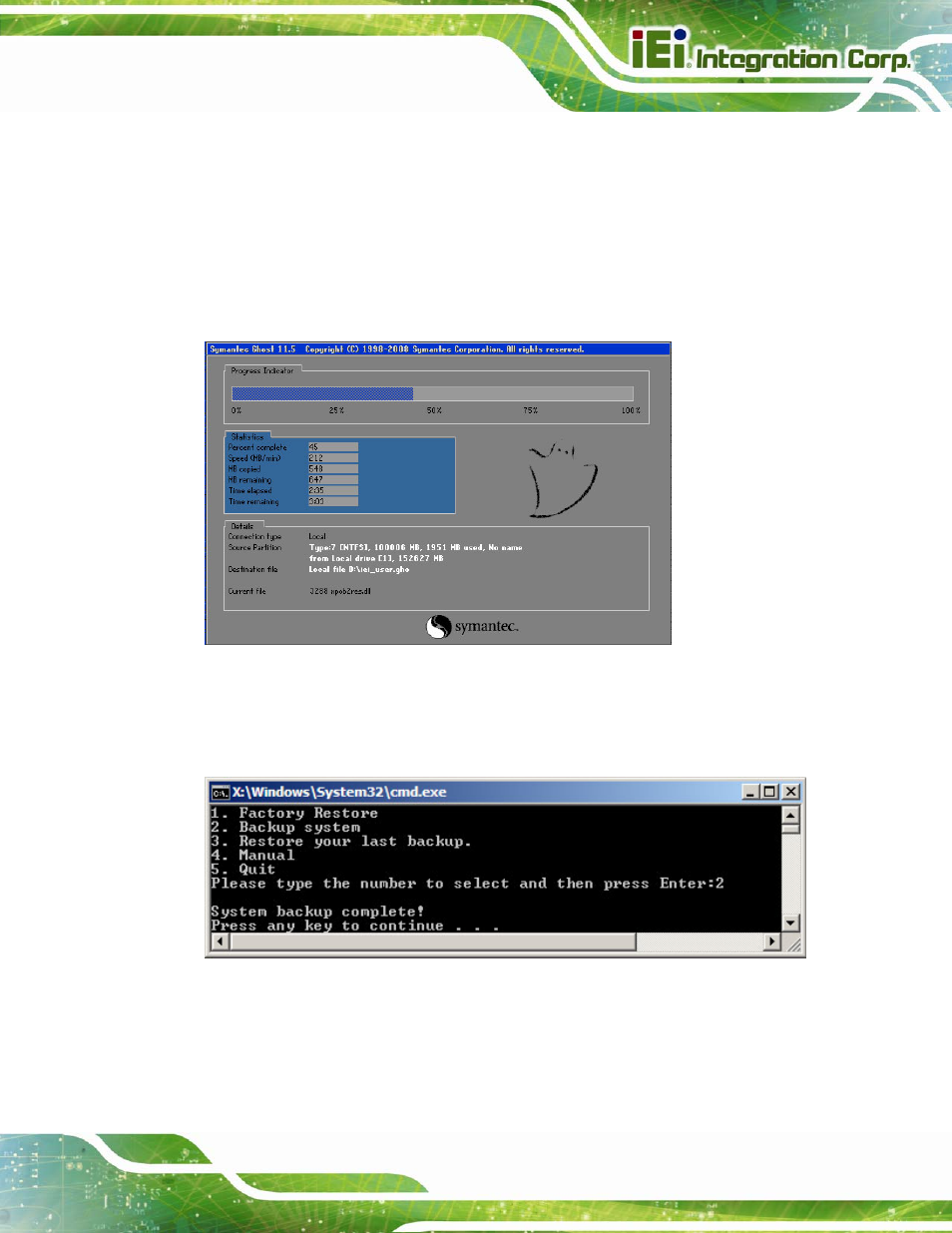 B.5.2 backup system | IEI Integration NOVA-PV-D4251_D5251 v1.10 User Manual | Page 169 / 194