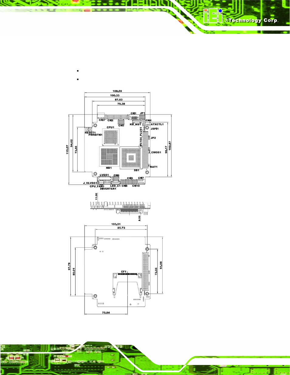 3 dimensions, Imensions, Figure 1-4: pm-945gse-n270 dimensions (mm) | IEI Integration PM-945GSE User Manual | Page 19 / 122