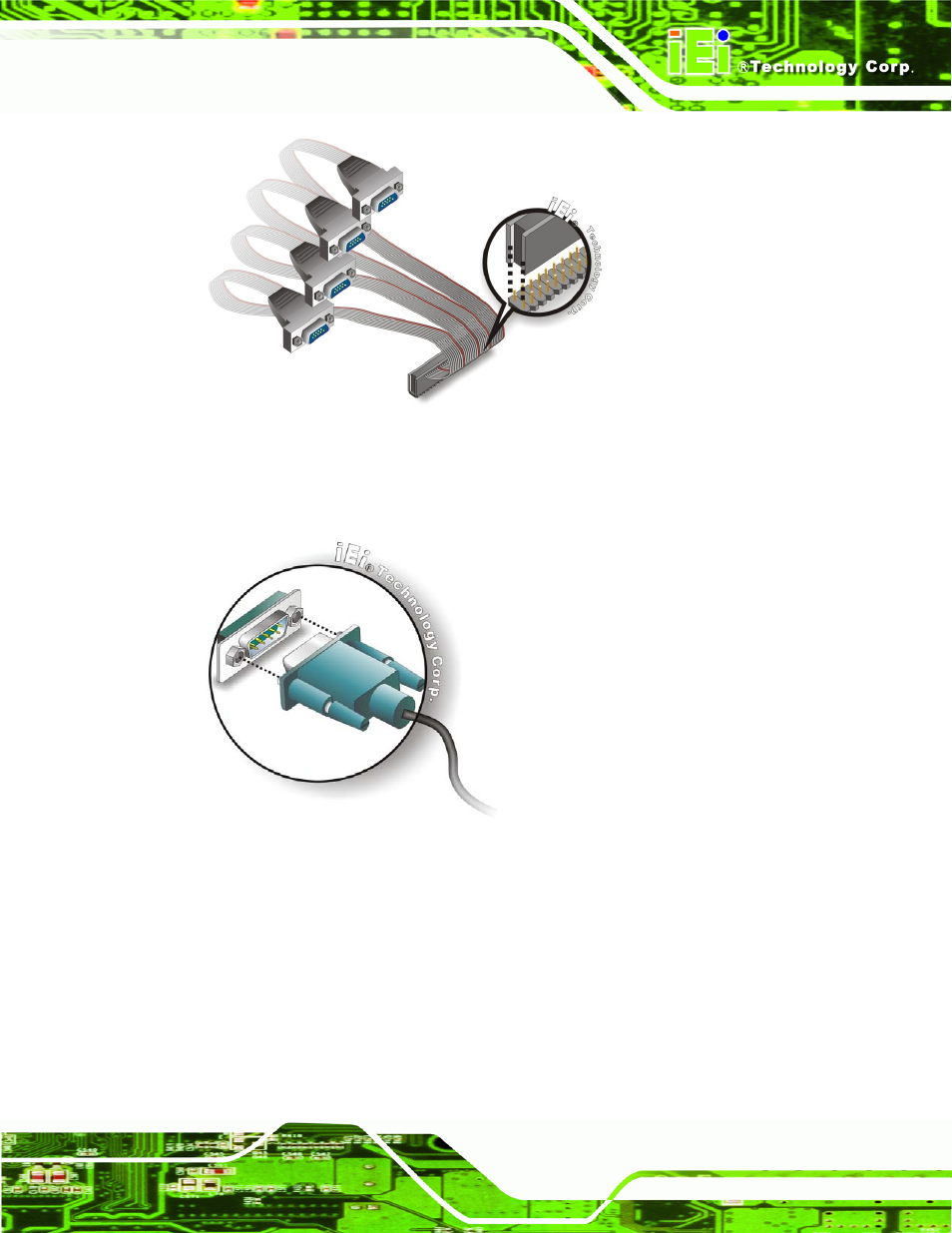 5 usb cable (dual port without bracket), Figure 4-12: four serial port connector, Figure 4-13: serial device connector | IEI Integration PM-945GSE User Manual | Page 69 / 122