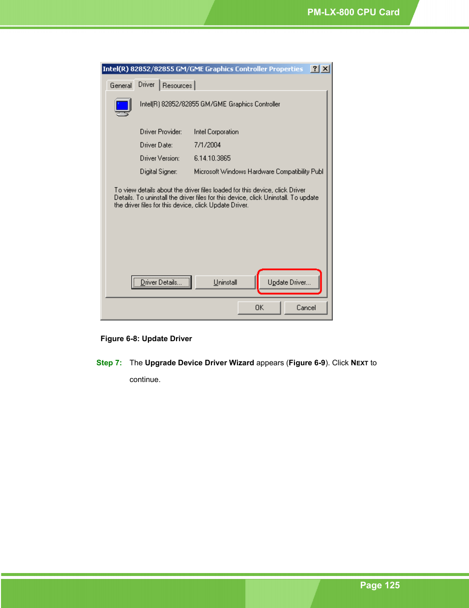 Figure 6-8: update driver | IEI Integration PM-LX-800 v1.0 User Manual | Page 125 / 147