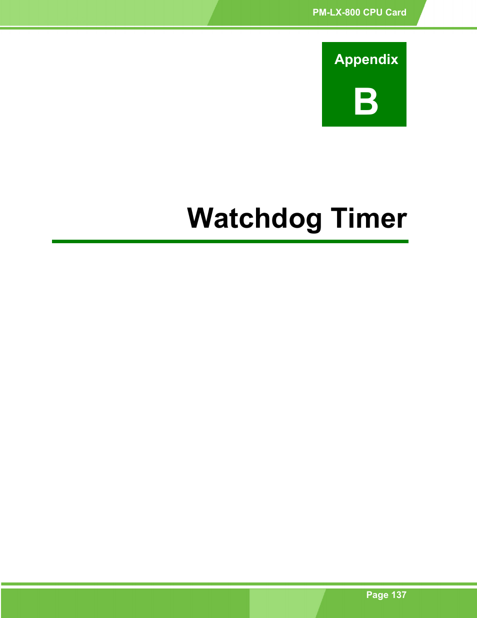 Watchdog timer, B watchdog timer, Bwatchdog timer | IEI Integration PM-LX-800 v1.0 User Manual | Page 137 / 147