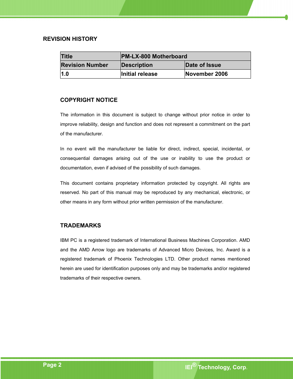 IEI Integration PM-LX-800 v1.0 User Manual | Page 2 / 147
