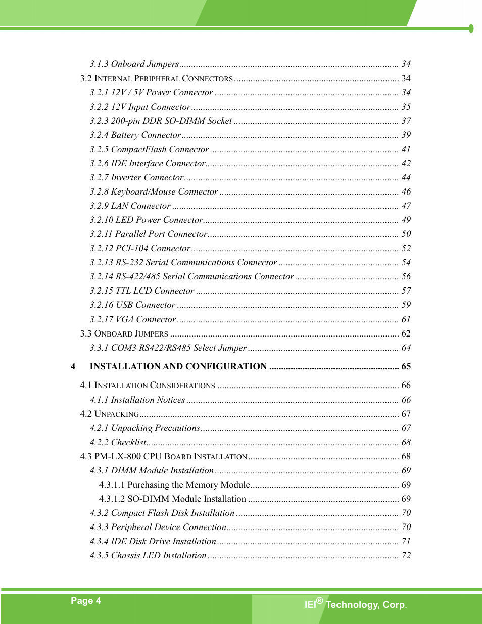 IEI Integration PM-LX-800 v1.0 User Manual | Page 4 / 147