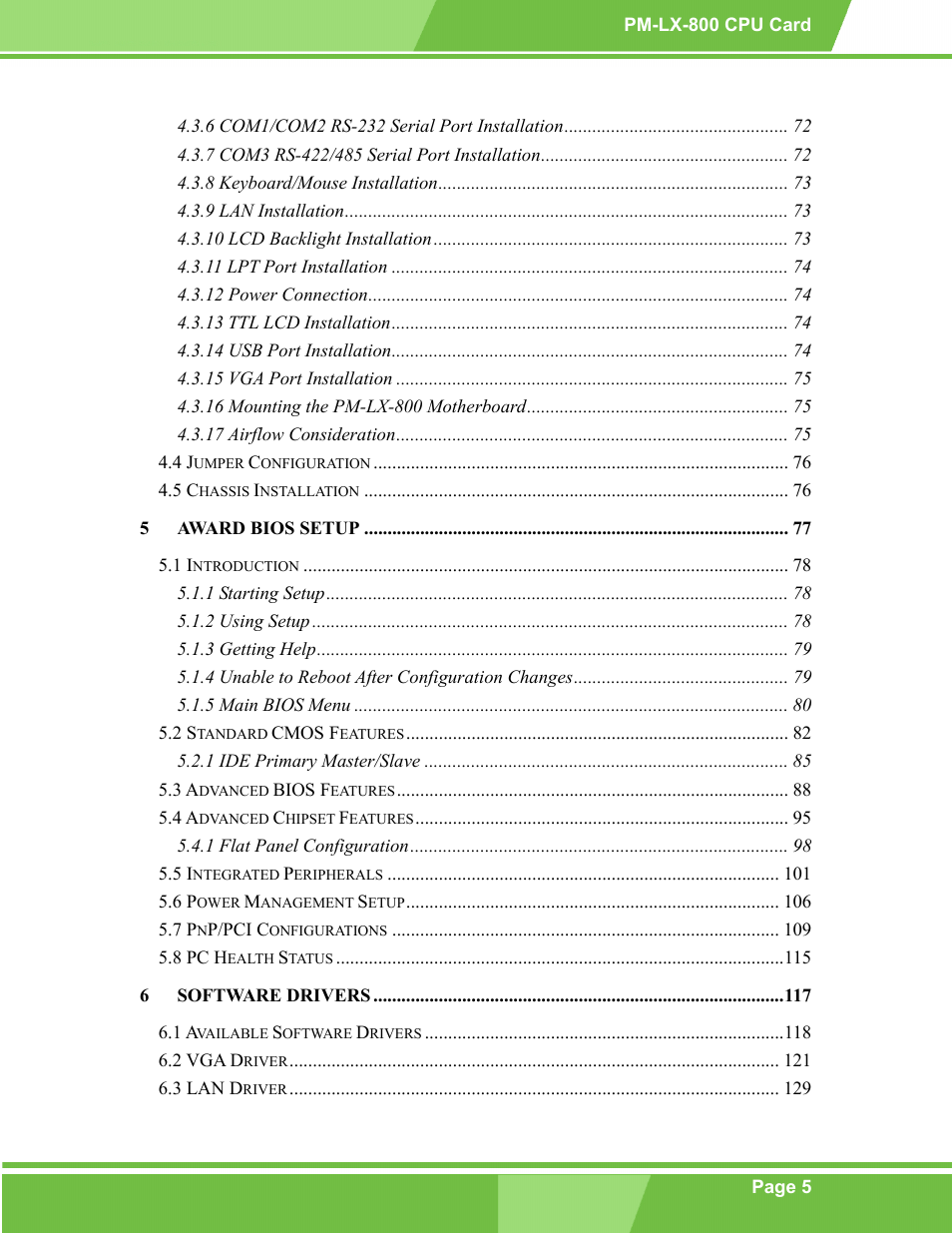 IEI Integration PM-LX-800 v1.0 User Manual | Page 5 / 147