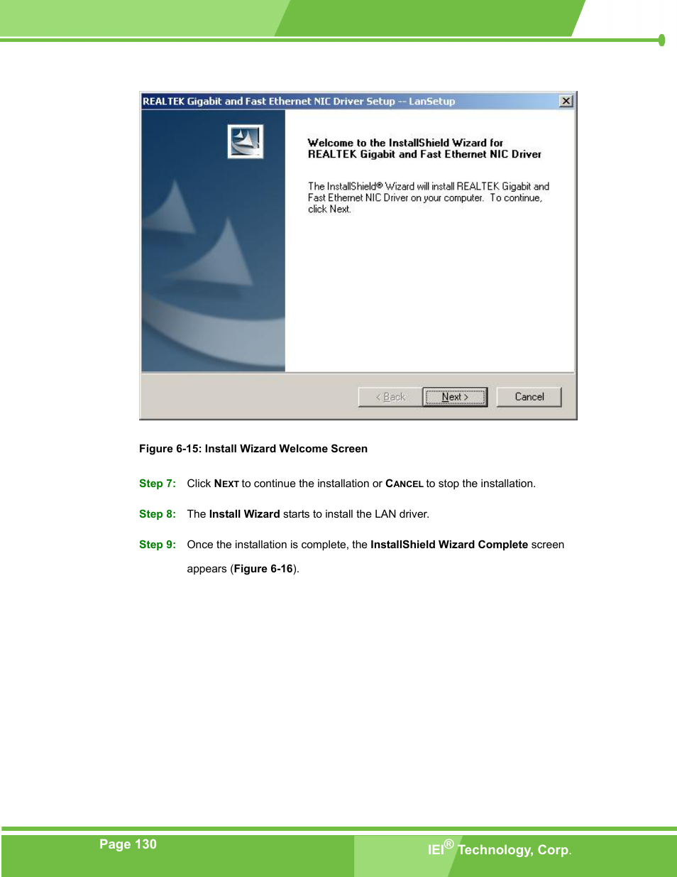 Figure 6-15: install wizard welcome screen, Figure 6-15 ) | IEI Integration PM-LX-800 v1.10 User Manual | Page 130 / 147