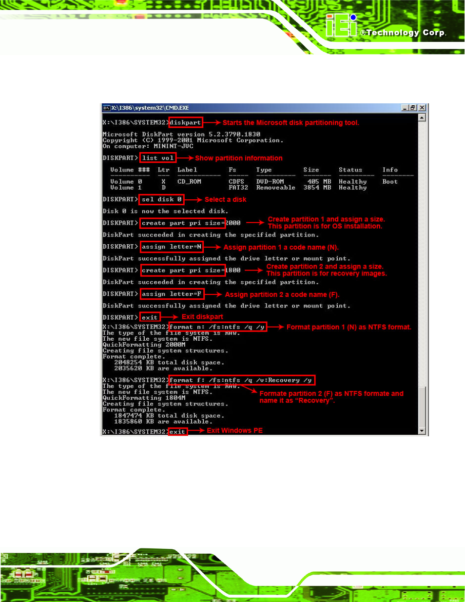 Figure b-5: partition creation commands | IEI Integration PM-PV-N4551_D5251 User Manual | Page 107 / 141