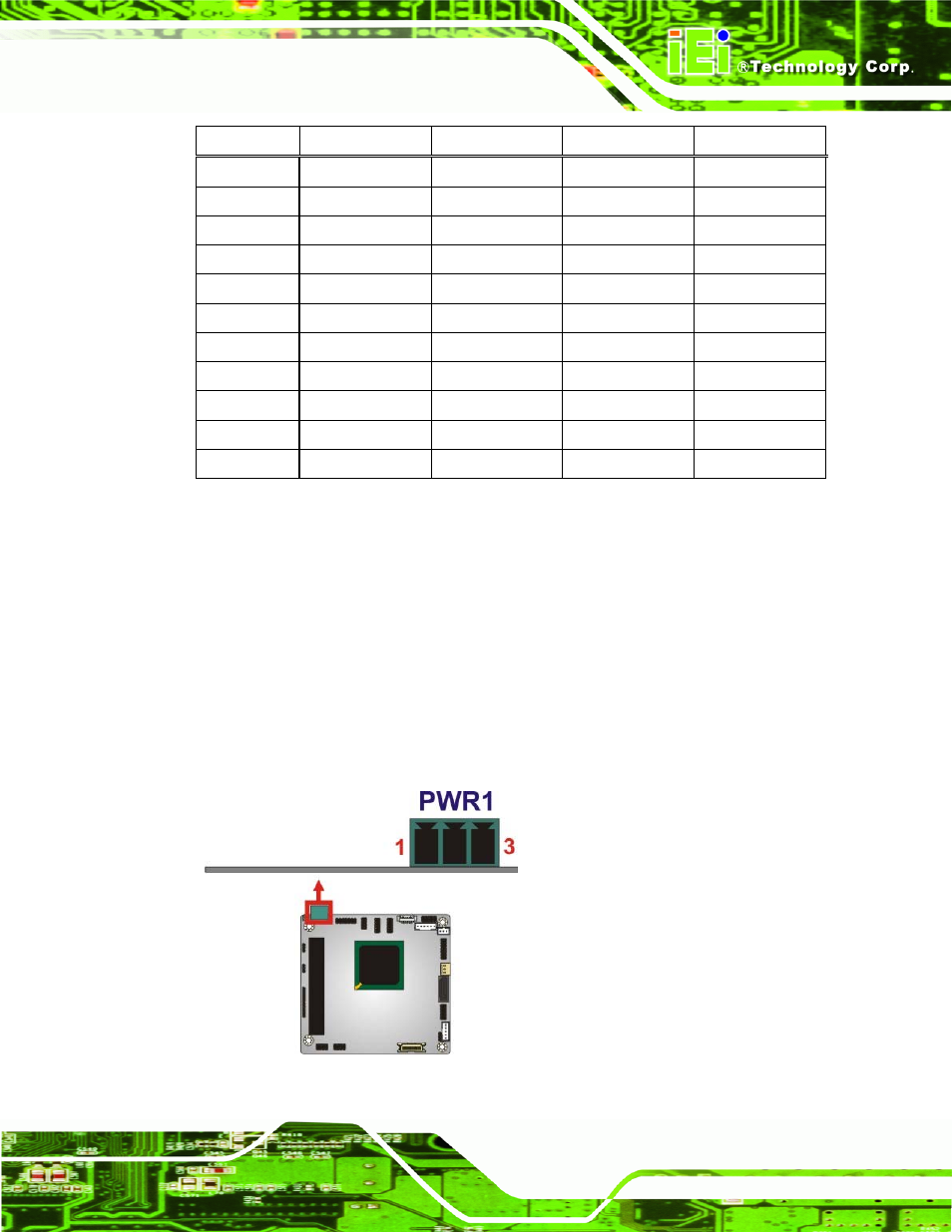 12 power connector, Figure 3-14: power connector location, Table 3-12: pci-104 connector pinouts | See table 3-12 | IEI Integration PM-PV-N4551_D5251 User Manual | Page 41 / 141