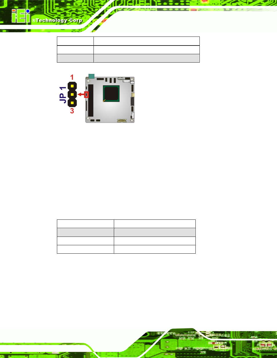 6 com 2 function select jumper, Figure 4-7: pci-104 voltage jumper location, Table 4-6: pci-104 voltage jumper settings | Table 4-7: com 2 function select jumper settings, See table 4-6, See figure 4-7 | IEI Integration PM-PV-N4551_D5251 User Manual | Page 58 / 141