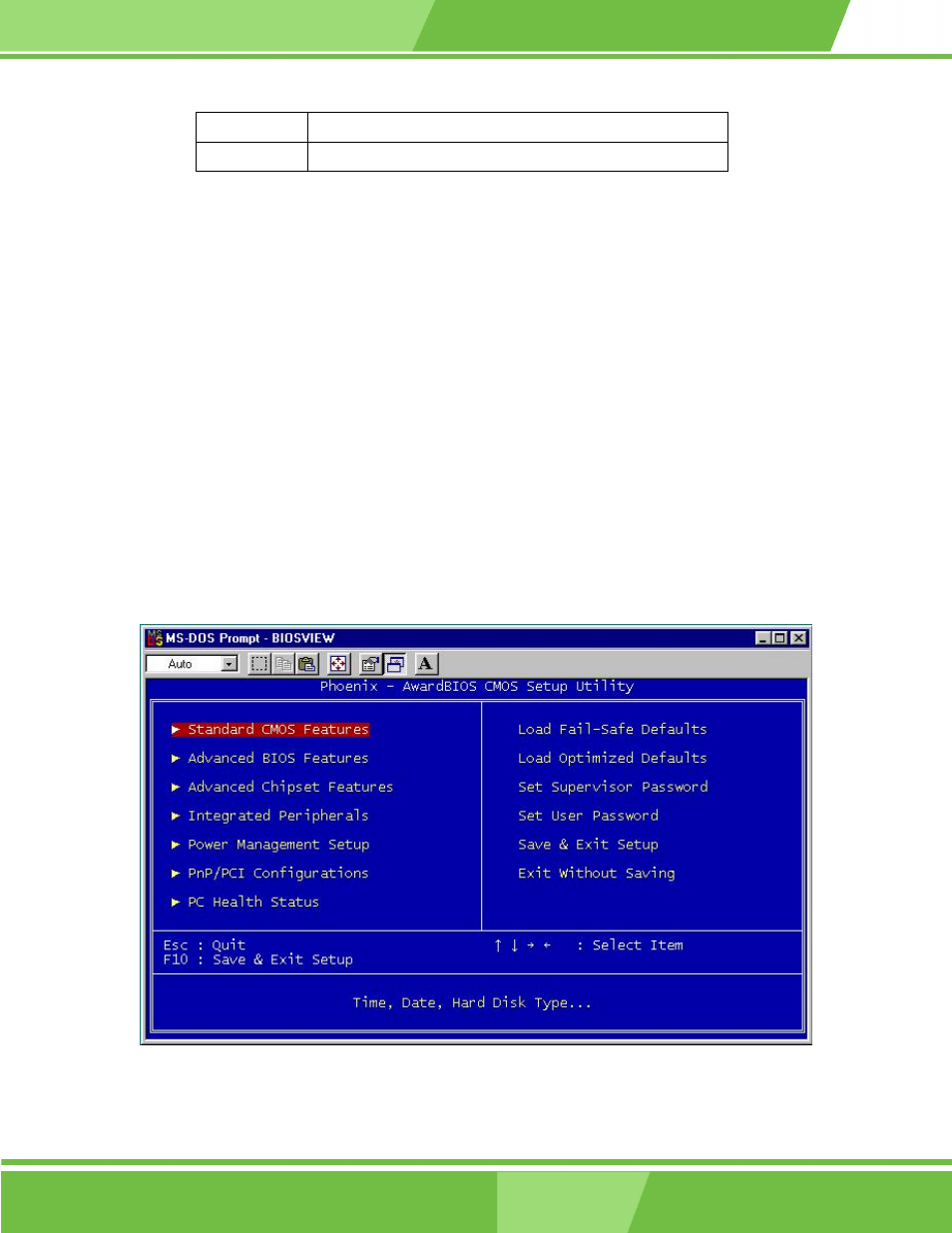 Getting help, Unable to reboot after configuration changes, Main bios menu | IEI Integration WAFER-LX v1.0 User Manual | Page 68 / 144