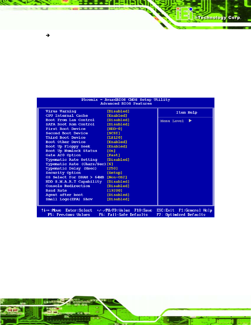3 advanced bios features, Dvanced, Bios | Eatures, Bios menu 3: advanced bios features | IEI Integration WAFER-LX v1.22 User Manual | Page 103 / 227