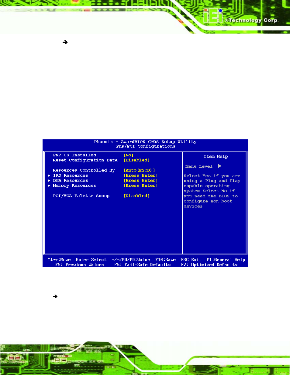 7 pnp/pci configurations, P/pci, Onfigurations | Bios menu 10: pnp/pci configurations | IEI Integration WAFER-LX v1.22 User Manual | Page 129 / 227