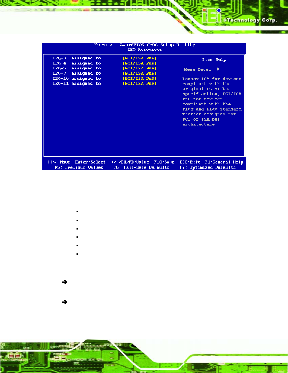 Bios menu 11: irq resources | IEI Integration WAFER-LX v1.22 User Manual | Page 131 / 227
