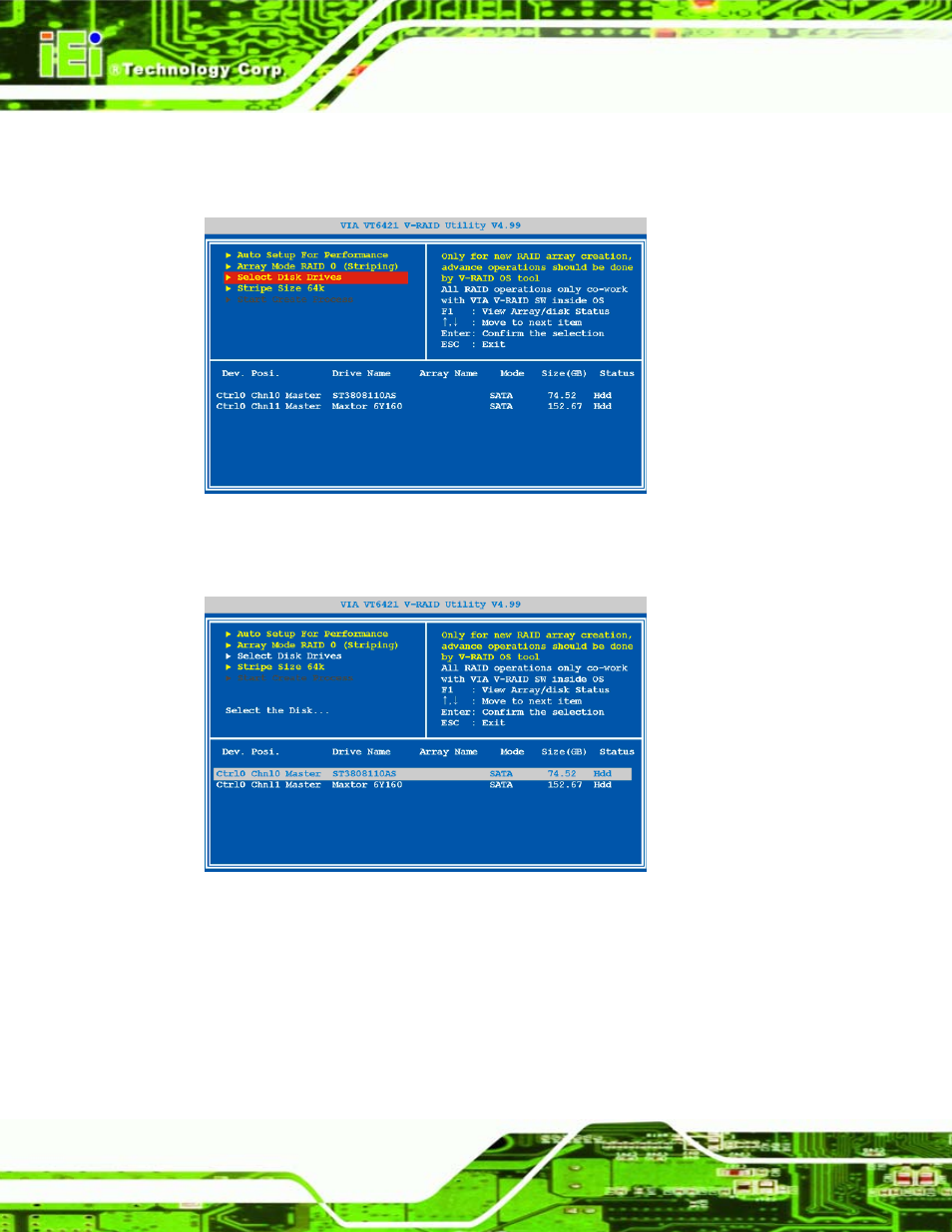 2 manual setup, Figure 7-8: select drives, Figure 7-9: select first drive | IEI Integration WAFER-LX v1.22 User Manual | Page 142 / 227