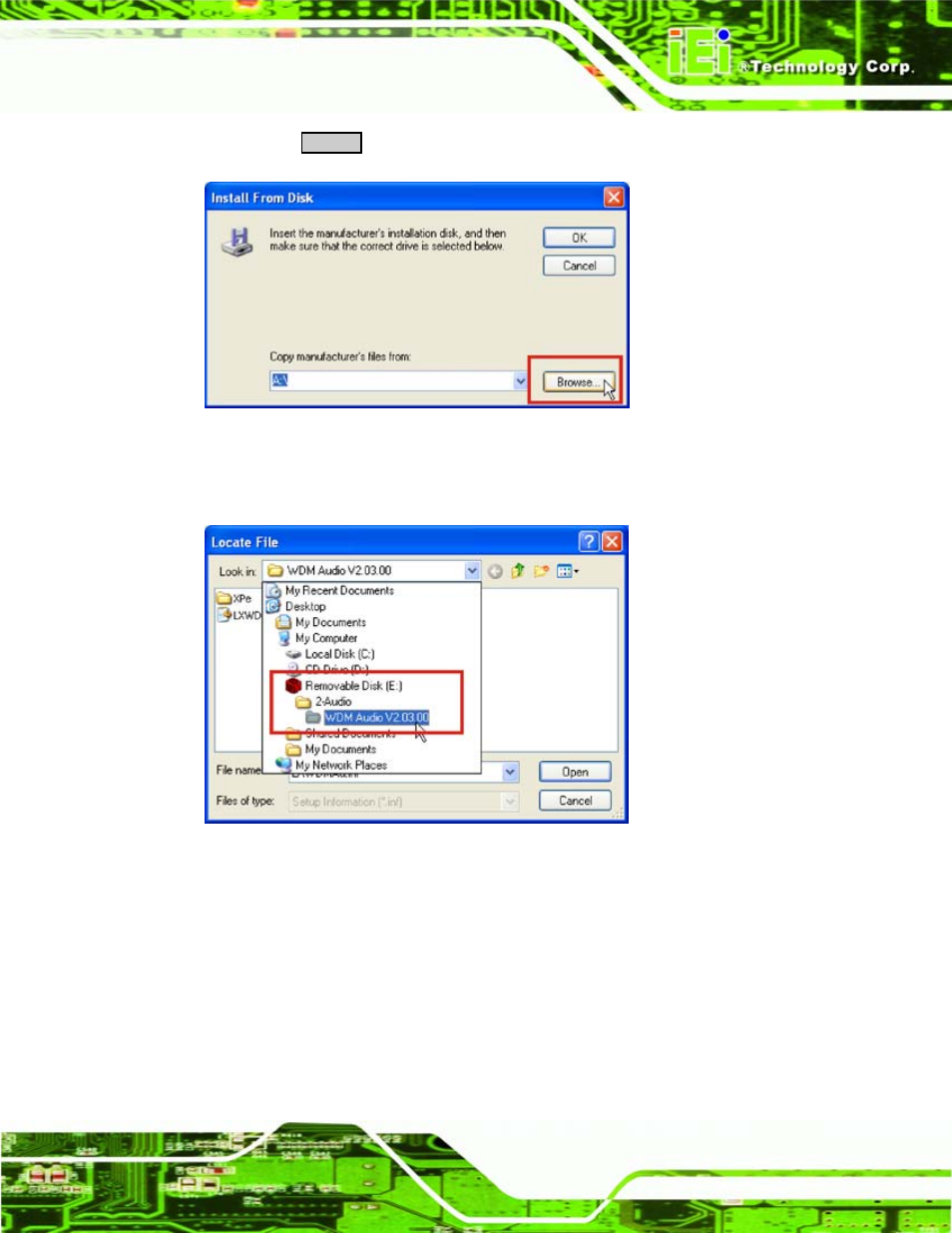 Figure 8-24: browse for driver location, Figure 8-25: graphics driver directory | IEI Integration WAFER-LX v1.22 User Manual | Page 171 / 227