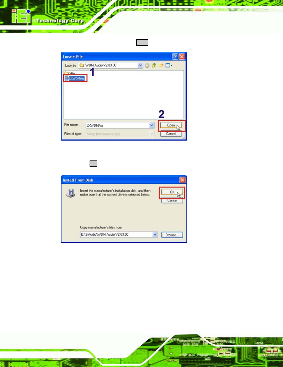 Figure 8-26: select driver file, Figure 8-27: install from disk | IEI Integration WAFER-LX v1.22 User Manual | Page 172 / 227