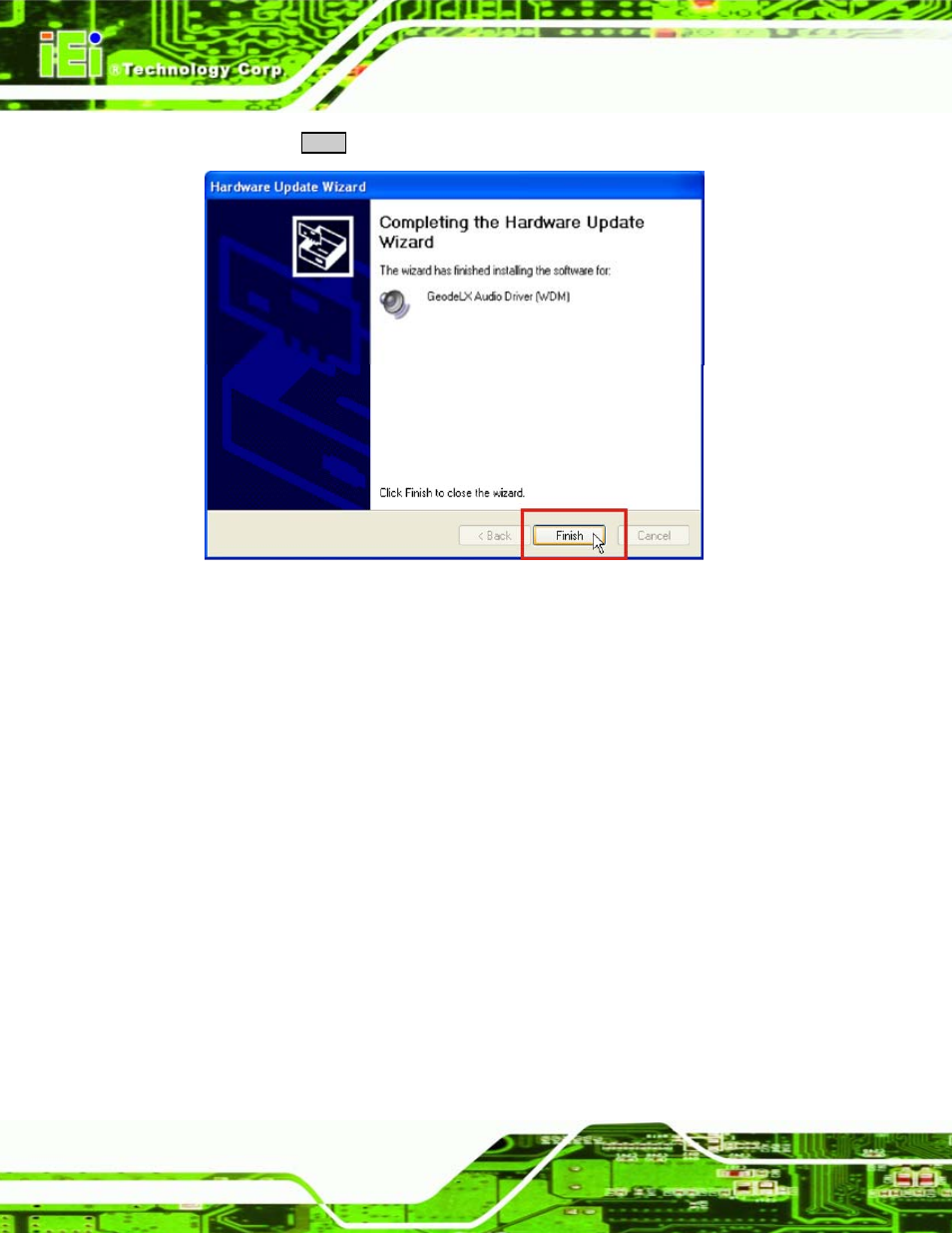 Figure 8-30: installation complete | IEI Integration WAFER-LX v1.22 User Manual | Page 174 / 227