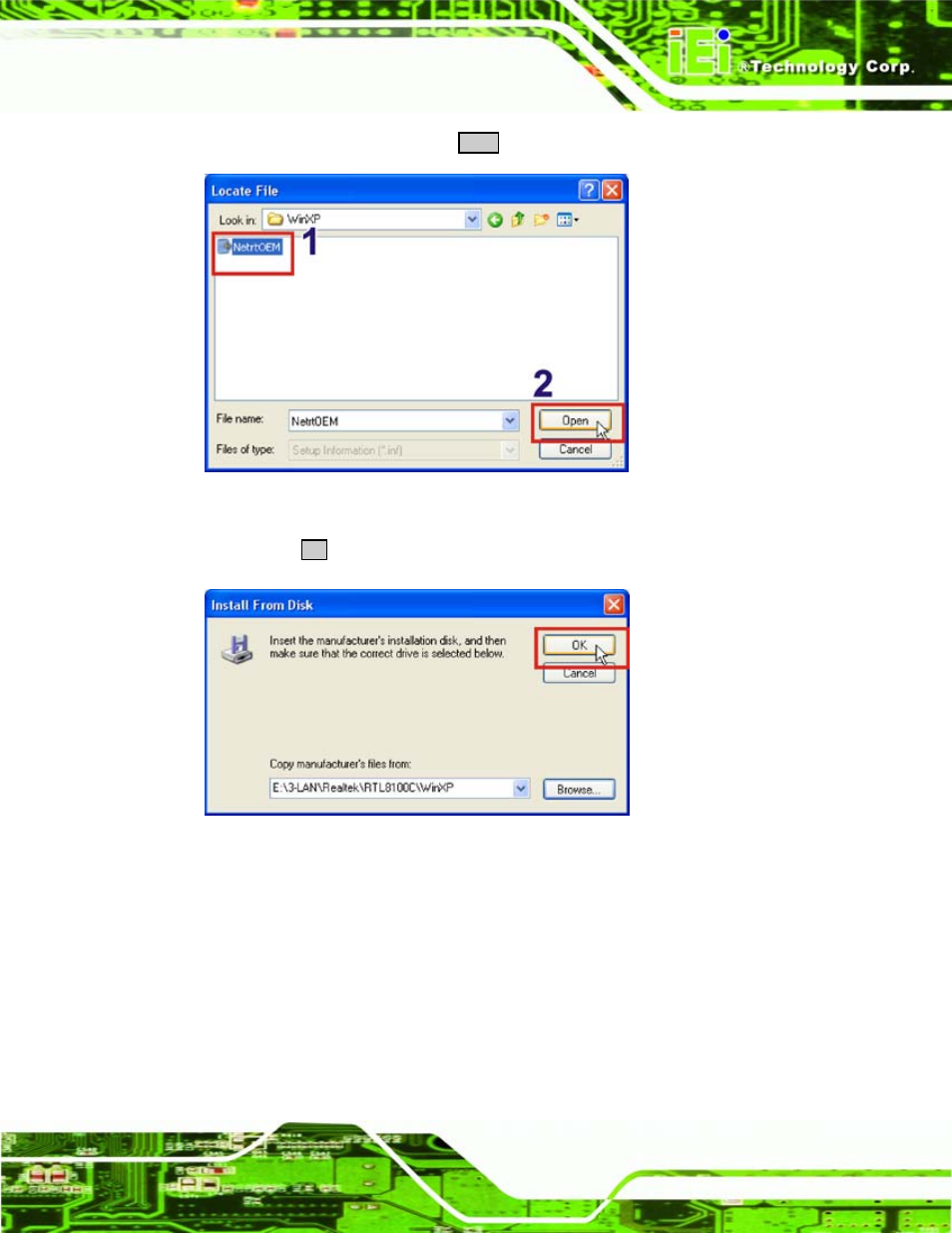 Figure 8-37: select driver file, Figure 8-38: install from disk | IEI Integration WAFER-LX v1.22 User Manual | Page 179 / 227