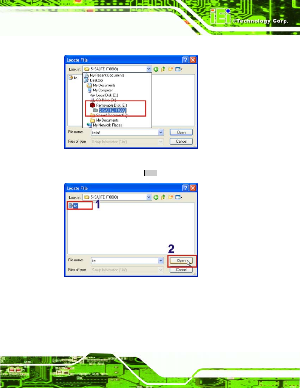 Figure 8-55: graphics driver directory, Figure 8-56: select driver file | IEI Integration WAFER-LX v1.22 User Manual | Page 191 / 227