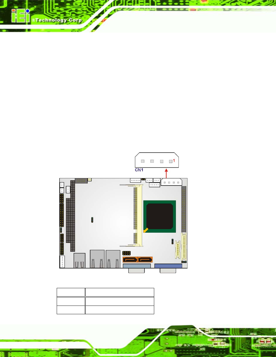 2 internal peripheral connectors, 1 at power connector, Nternal | Eripheral, Onnectors, Figure 4-3: at power connector location | IEI Integration WAFER-LX v1.22 User Manual | Page 50 / 227