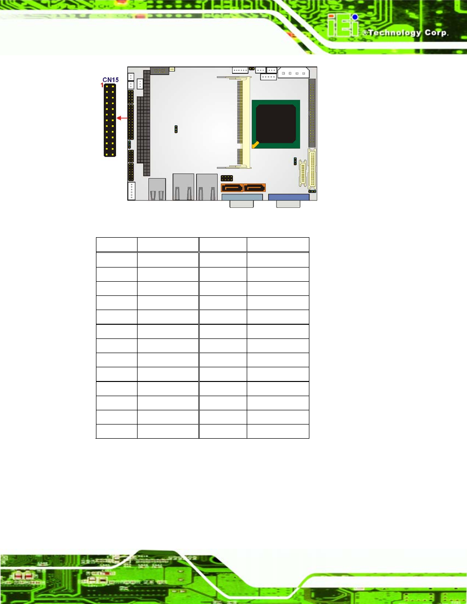 15 pc/104 power input connector, Figure 4-16:print port connector location, Table 4-17: parallel port connector pinouts | Wafer-lx motherboard page 47 | IEI Integration WAFER-LX v1.22 User Manual | Page 65 / 227
