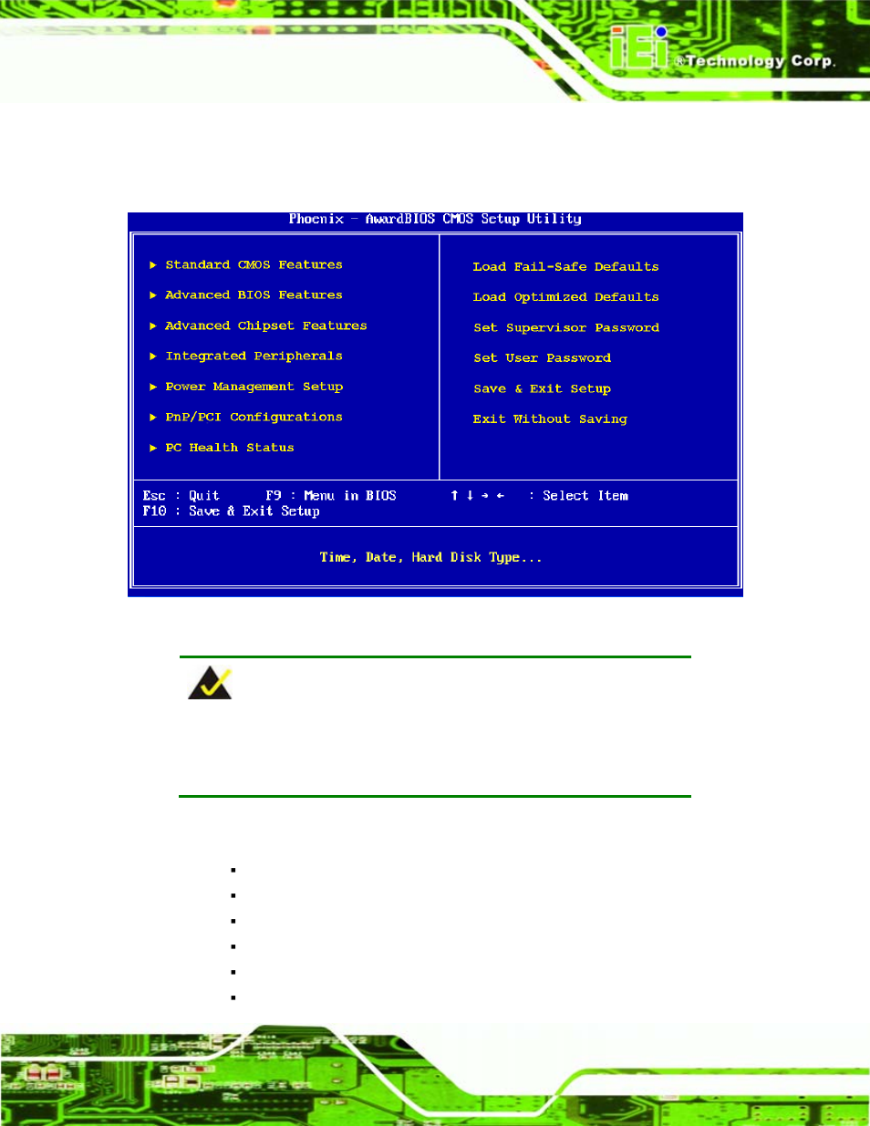5 main bios menu, Bios menu 1: award bios cmos setup utility | IEI Integration WAFER-LX v1.22 User Manual | Page 97 / 227