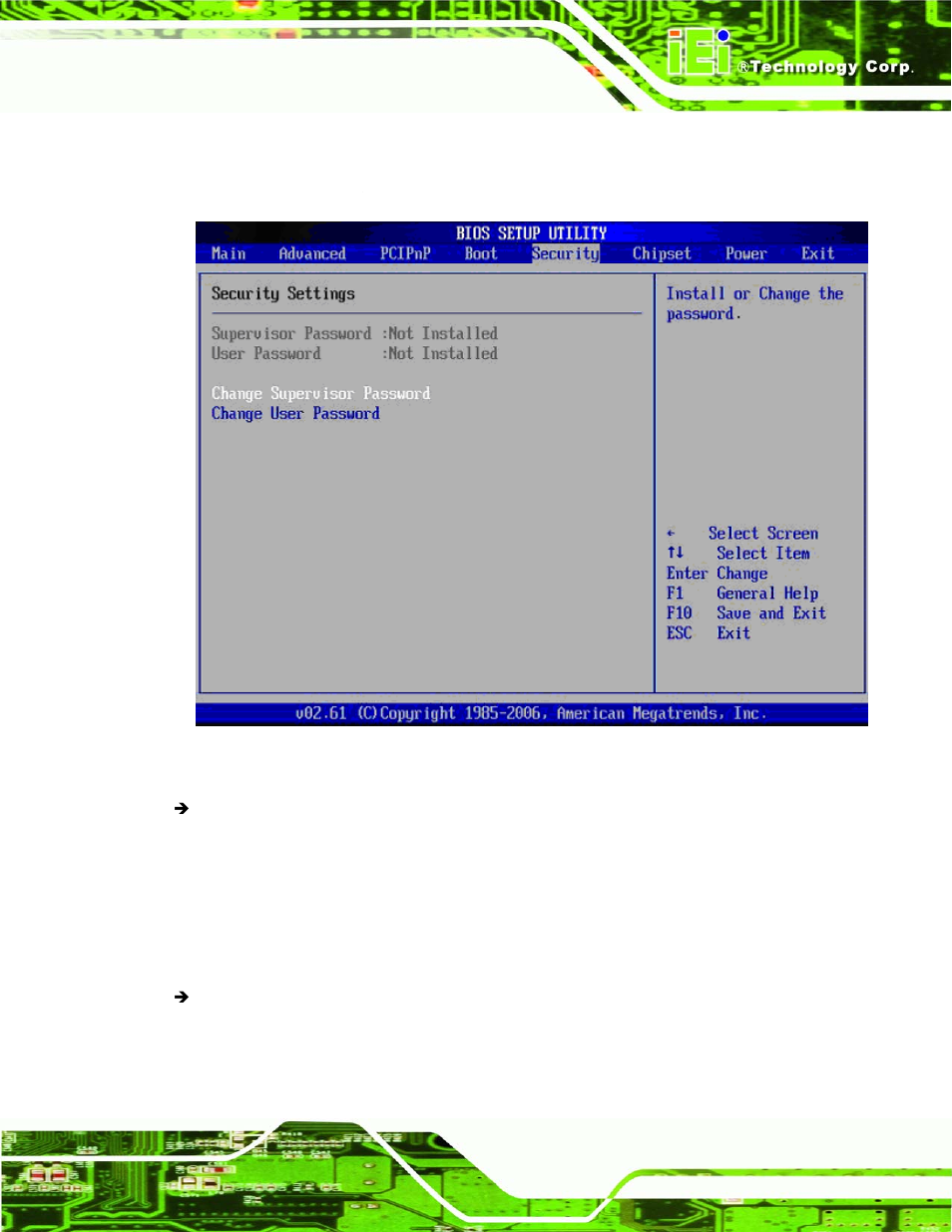 6 security | IEI Integration WAFER-945GSE v1.03 User Manual | Page 153 / 203