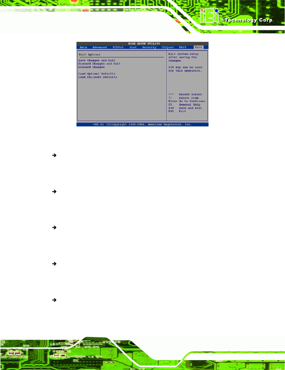 Menu 22:exit | IEI Integration WAFER-945GSE2 v1.03 User Manual | Page 136 / 204