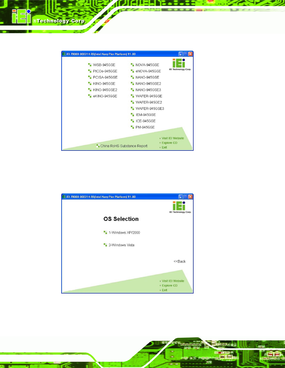 Figure 7-1: start up screen, Figure 7-2: select operating system | IEI Integration WAFER-945GSE2 v1.03 User Manual | Page 139 / 204