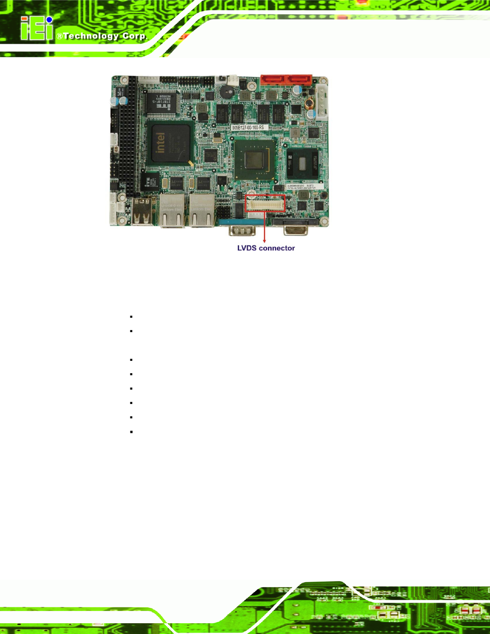 5 intel® ich7-m southbridge chipset, 1 intel® ich7-m overview, Ntel | Ich7-m, Outhbridge, Hipset, 1 intel, Ich7-m overview, Figure 2-8: lvds connector, 5 intel | IEI Integration WAFER-945GSE2 v1.03 User Manual | Page 31 / 204