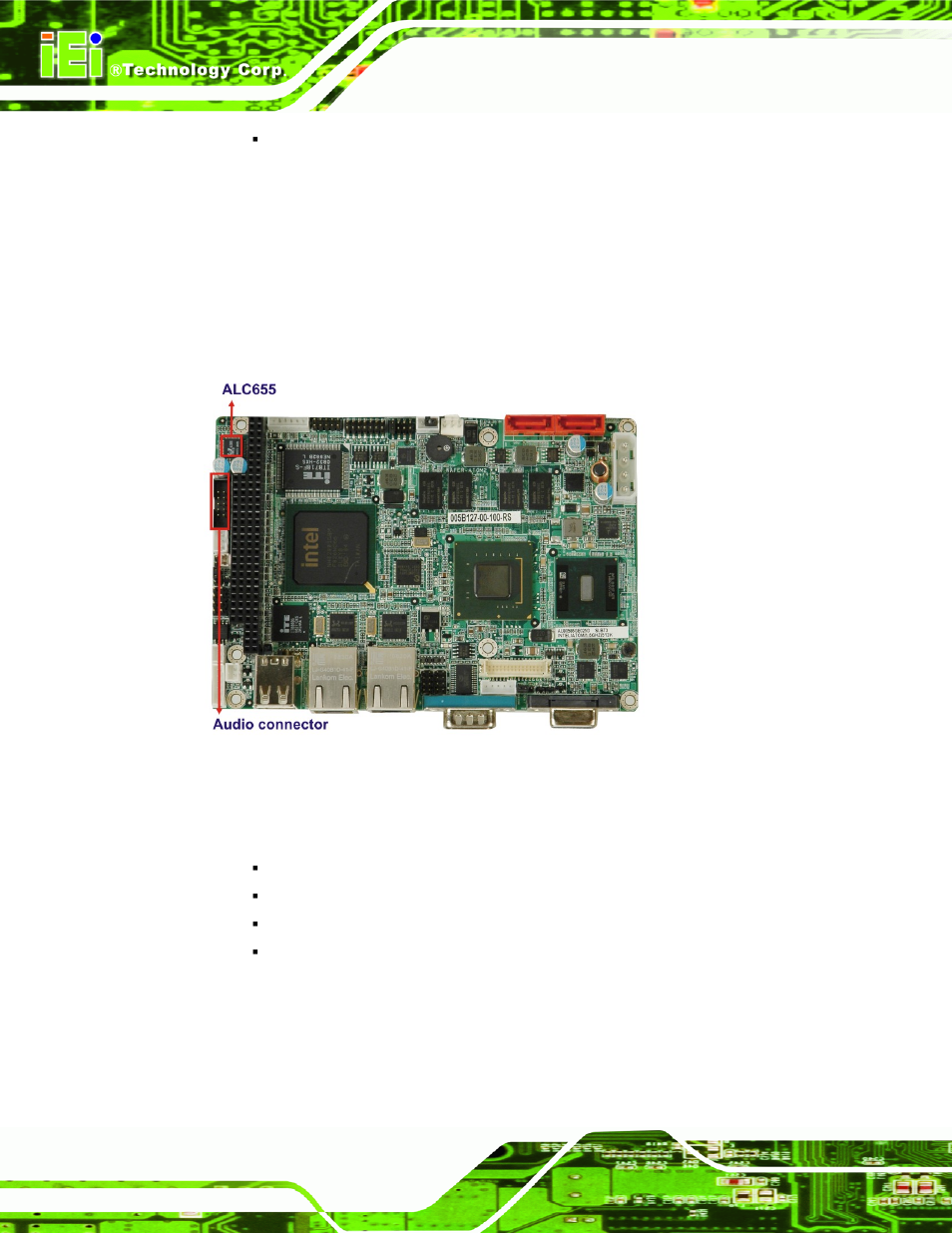 2 intel® ich7-m audio codec ’97 controller, 2 intel, Ich7-m audio codec ’97 controller | Figure 2-10: audio codec and connectors | IEI Integration WAFER-945GSE2 v1.03 User Manual | Page 33 / 204
