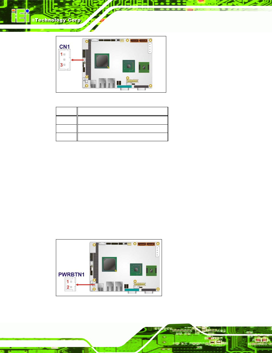 13 power button connector, Figure 4-14: pc/104 power input connector pinouts, Figure 4-15: power button connector location | Table 4-15: pc/104 power input connector pinouts | IEI Integration WAFER-945GSE2 v1.03 User Manual | Page 65 / 204