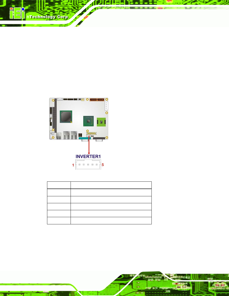 4 backlight inverter connector, Figure 3-6: panel backlight connector location, Table 3-6: panel backlight connector pinouts | IEI Integration WAFER-945GSE2 v2.00 User Manual | Page 35 / 177